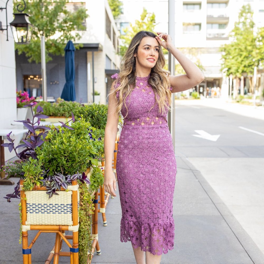 Plum Crochet Midi Dress